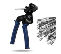 OFFO Kit de pistolet à attaches de câbles en acier inoxydable, pistolet à attaches en métal avec 100 attaches à fermeture éclair en acier inoxydable, outil d'attache de câbles pour tendre et couper le