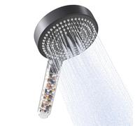 OFFO Pommeau de Douche Anti Calcaire, Pomme de Douche avec 6 Modes de Jet, Pommeau Douche Filtrant, Douchette Economie d'eau, Grande XXL(Φ130mm),Chrome Noir