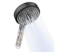 OFFO Pommeau de Douche Anti Calcaire, Pomme de Douche avec 6 Modes de Jet, Pommeau Douche Filtrant, Douchette Economie d'eau, Grande XXL(Φ130mm),Noir