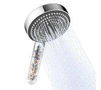 OFFO Pommeau de Douche Anti Calcaire, Pomme de Douche avec 6 Modes de Jet, Pommeau Douche Filtrant, Douchette Economie d'eau, Grande XXL(Φ130mm), Panneau Avant Gris