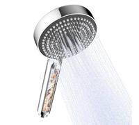 OFFO Pommeau de Douche Anti Calcaire, Pomme de Douche avec 6 Modes, Pommeau Douche Filtrant, Douchette Economie d'eau, Grande XXL(Φ130mm), Shower Head, Panneau Avant Gris