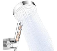 OFFO Pommeau de Douche avec Flexible de Douche de 1,6 m et Support, Pommeau Douche Anti Calcaire avec 6 Modes, Pomme de Douche Filtrant, Douchette Economie d'eau, Chrome