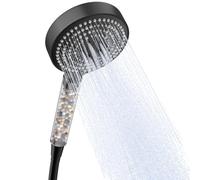 OFFO Pommeau Douche Anti Calcaire, Pommeau de Douche avec Tuyau de 1.6m, Pomme de Douche Filtrant avec 6 Modes de Jet, Douchette, Shower Head, Noir