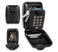 OFFOF Coffre-fort mural pour clés approuvé par la police, boîte à clés pour l'extérieur à combinaison à 12 chiffres, cache-clés de rechange, boîte de sécurité étanche, boîte à clés de grande capacité