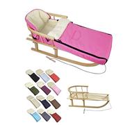 Offre combinée [Luge en bois + chancelière d'hiver universelle 108 cm] Luge avec dossier et corde de traction, chancelière, convient pour porte-bébé, poussette avec laine d'agneau (rose (108 cm)