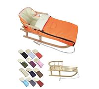Offre combinée [Luge en bois + chancelière d'hiver universelle 108 cm] Luge avec dossier et corde de traction, chancelière, convient pour porte-bébé, poussette avec laine d'agneau (orange (108 cm)