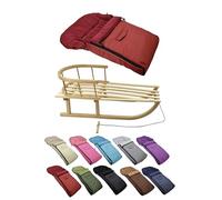 Offre combinée [Luge en bois + chancelière d'hiver universelle 90 cm] Luge avec dossier et corde de traction, chancelière, convient pour porte-bébé, poussette avec polaire thermique (bordeaux)