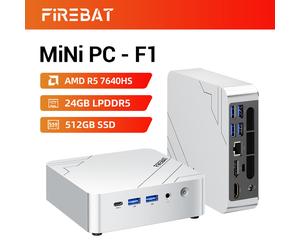 [Offre Early Bird : 429€ | 10 Premiers Seulement] FIREBAT F1 Mini PC AMD Ryzen 5 7640HS 6 cœurs 12 threads 24GB LPDDR5 512GB PCIe 4.0 SSD Radeon 760M 4K triple écran USB 4.0 HDMI 2.1 2.5G Ethernet Wi-