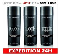 Offre Special Lot 3*27,5 Gr Toppik Poudre Densifiante Toppik Perte Cheveux Calvitie Soins Capillaire 27,5gr Keratine Couleur Noir