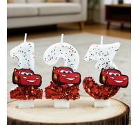 Offre Spéciale : Bougie Numérique 0-9 Thème Cars Éclair McQueen pour Anniversaire, Mignonne pour Gâteau avec Prise Électrique 1