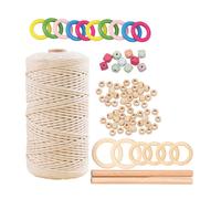Offre Spéciale Macramé Kit Macramé Coton Corde Macramé Kit Avec Anneaux En Bois, Bâton En Bois Et Perles En Bois Pour Cintres