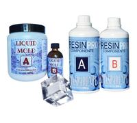 OFFRE SPE'CIALE! RESINE EPOXY TRANSPARENTE - gr 800 + CAOUTCHOUC DE SILICONE LIQUIDE gr 500