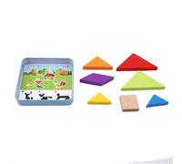 Offre Spéciale Tangram En Bois 7 Pièces Puzzle Coloré Carré Iq Jeu Casse-Tête Intelligent Jouets Éducatifs Pour Les Enfants