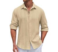 Offres d'aujourd'Hui Chemise décontractée à Manches Longues pour Hommes, Couleur Unie, Texture rayée, Coupe Ample, Tendance Polos pour Hommes Grands Et Grands avec Amazon Outlet Clearance UK