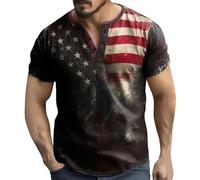 Offres de la Journée de la Grande-Bretagne T-Shirt à Manches Courtes pour Hommes, Mode de Rue, Sport, Vintage, Drapeau américain imprimé, col, t-Shirts Chemises Boutonnée Déstockage dans l'entrepôt