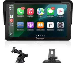 [Offres d'été - avec livraison le lendemain] Autoradio CARPURIDE, portable sans fil Carplay & Android Auto, radio tactile 7 pouces 1080P HD avec BT 5.0, prise en charge Mirror Link, support de tableau