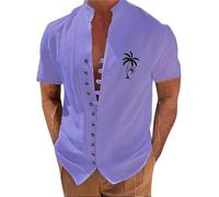Offres du jour Chemise de plage d'été pour hommes, col montant, graphiques géométriques imprimés en 3D, manches courtes, chemise décontractée à fleurs pour jeunes T Shirts Hommes Vente déstockage