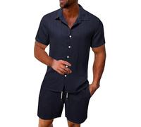 Offres éclair Ensemble Deux pièces Chemise froissée Respirante pour Hommes, Costume de Plage texturé pour Hommes, été Pantalon De Costume Amazon Outlet Clearance UK Overstock