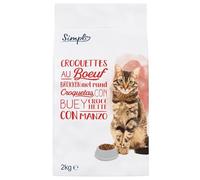Offrez Une Alimentation savoureuse et équilibrée à Votre Chat avec Les croquettes SIMPL au Boeuf, Format Pratique de 2kg pour l'essentiel du Quotidien - Lot de 4