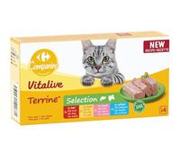Offrez Une Alimentation variée et sans artifices à Votre Chat avec Carrefour COMPANINO, pâtée en terrine bœuf Poulet Saumon cabillaud, Lot de 4x100g - Lot de 4