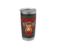 Offrez-vous une petite vache des Highlands amusante pour Noël Gobelet isotherme en acier inoxydable double paroi