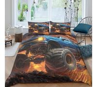 Offroad truck Parure de Lit Microfibre Hypoallergique 3 pièces 3D Effet Respirante Action-packed illustration Housse de Couette avec 2 Taies d'oreiller Confortable for Hommes Double（200x200cm）