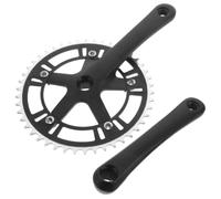 OFFSCH 1 Set Pédalier de VTT, Plateau de Pédalier 46t 170mm, Alliage Noir, pour Vélos à Vitesse Unique et VTT, Usiné avec Précision, Manivelle Droite avec Plateau et Manivelle Gauche
