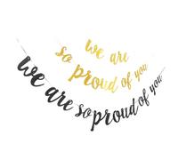 OFFSCH 2 Ensembles Bannière de Décoration de Fête Remise Diplôme Papier Doré et Noir Fanions We Are So Proud Of You pour Célébration et Décoration Murale