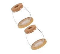 OFFSCH 2 Ensembles Hydroponic Planter Vase with Borosilicate Glass and Bamboo Saucer Propagation Jars for Indoor Herb Growing and Decorative Plant Display