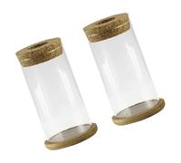 OFFSCH 2 Ensembles Vase Hydroponique Contenant pour Plantes Vertes Vase Clair Succulent Jardinière Suspendue Pendaison Décor Pot Artificiel Titulaire d'art Floral Rester en Bois