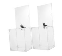 OFFSCH 2 Pièces Boîte de Dons en Acrylique Transparent avec Serrure et Porte-étiquette, Protection Fiable, Organisation pour Église ou Bureau, Légère avec Fente Supérieure