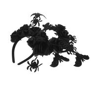 OFFSCH 2 Pièces Halloween Spiderweb Hair Hoops With Roses And Bats Gothic Headpiece For Women Faux Floral Dark Aesthetic Accessories For Day Of The Dead Cosplay Party