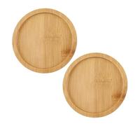 OFFSCH 2 Pièces Plateau Rond Bambou pour Plantes Soucoupes Étanches pour Pots de Fleurs Protection Meuble et Drainage Support Santé des Plantes Décor Naturel Intérieur Extérieur