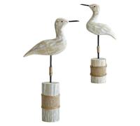 OFFSCH 2 Pièces Statue D'oiseau de Rivage en Bois de Pin, Décor