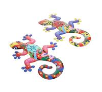 OFFSCH 2pièces Décorations Murales Gecko Fer Créations Intérieur Et Extérieur Ornements Muraux De Jardin Décorations Murales Métalliques Pendentifs