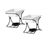 OFFSCH 2Set Set de Fondue Céramique pour Beurre et Fromage Pot à Chocolat Fondant avec Chauffe-théière Distribution Uniforme Chaleur Résistant Chaleur Portable pour Soirées et Pique-