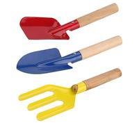 OFFSCH 3 pièces Lot Outils de Jardin à Main avec Manche Bois Pelle Petite Transplantoir et Fourchette pour Creuser Désherber et Planter Outils Multifonctions Résistants pour Pelouse et