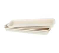 OFFSCH 3 Pièces Soucoupe Jardinière Rectangulaire en Plastique | Bacs à Eau pour Pots de Fleurs, Surface Lisse, Récupère Eau et Terre, Maintien de Plusieurs Contenants au Jardin