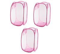 OFFSCH 3pièces Paniers à Linge Pliables Maille Rose à Linge -up Pour Universités Et Petits Espaces Panier De Rangement Pratique Avec Poche Latérale Et Poignées Pour Détergents