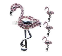 OFFSCH 4 Pièces Anneaux de Serviette Flamant Tropical Alliage Argenté avec Strass Rose Lot de Décoration Pratique et pour Dîner et Table Thématique