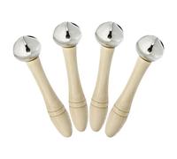 OFFSCH 4 Pièces Cloche grelots à la Main décoration de Noel Musical Manche en Bois hochet à Main Jouets de Musique bruiteurs pour événements Sportifs Métal Silver