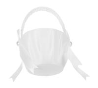 OFFSCH 4 Pièces Panier Fille Fleurs Mariage Satin Blanc avec Nœud Perle Lot de Paniers Bouquetière Élégants pour Cérémonie Romantique