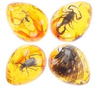 OFFSCH 4pièces Spécimens Insectes en Résine Couleur Ambre Décoratifs pour Bijoux DIY Accessoires Légers et Éducatifs Plusieurs styles