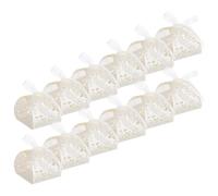 OFFSCH 50 Pièces Boîtes à Dragées de Mariage Ajourées avec Ruban, Coffrets Présents pour Invités, 50 Pièces en Papier Résistant Couleur Ivoire, Décorations Élégantes pour Fête, Mariage