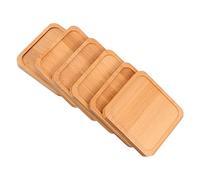 OFFSCH 6 pièces Bamboo Flower Pot Pallets Set Plant Saucer Trays for Indoor Plants and Succulents Natural Wood Color Accessories