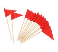 OFFSCH 60 Pièces Mini Drapeaux Rouges Triangle pour Cupcakes Pique Apéritif Polyvalent Décoration Fête Buffet Marqueurs Sandwichs et Desserts