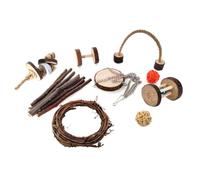 OFFSCH 9 Pièces Bois pour Hamster et Lapin, Mordillage, Dents | Bois , pour Cage Suspendue et Habitat, Planche, Bâton, Balle en Rotin, Couleur Vive
