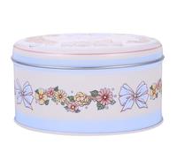 OFFSCH Boîte à Biscuits Ronde en Métal 5,31X5,31X2,76In Décor Festif Blanc pour Rangement de Gâteaux et Bonbons Fêtes d'Hiver