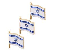 OFFSCH Broches pour bouquets drapeau d’Israël 3pcs en alliage, broche décorative de revers de parti, souvenir léger pour hommes, fête et costumes, 2.50 * 2.20 * 1.00 cm