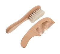 OFFSCH Brosse à cheveux de bébé douce avec manche en bois de hêtre, kit bain et soins pour nouveau-nés, idéal pour anniversaires et showers